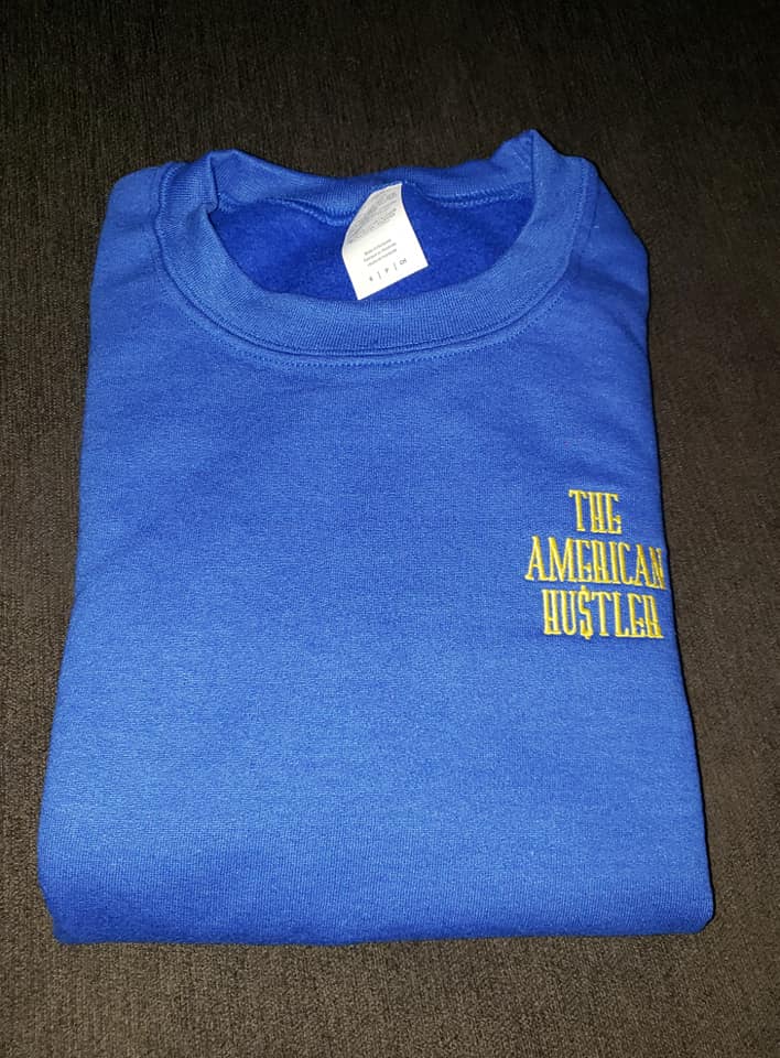 The American Hu$tler Embroidered Signature Crewneck Sweatshirt - Royal Blue