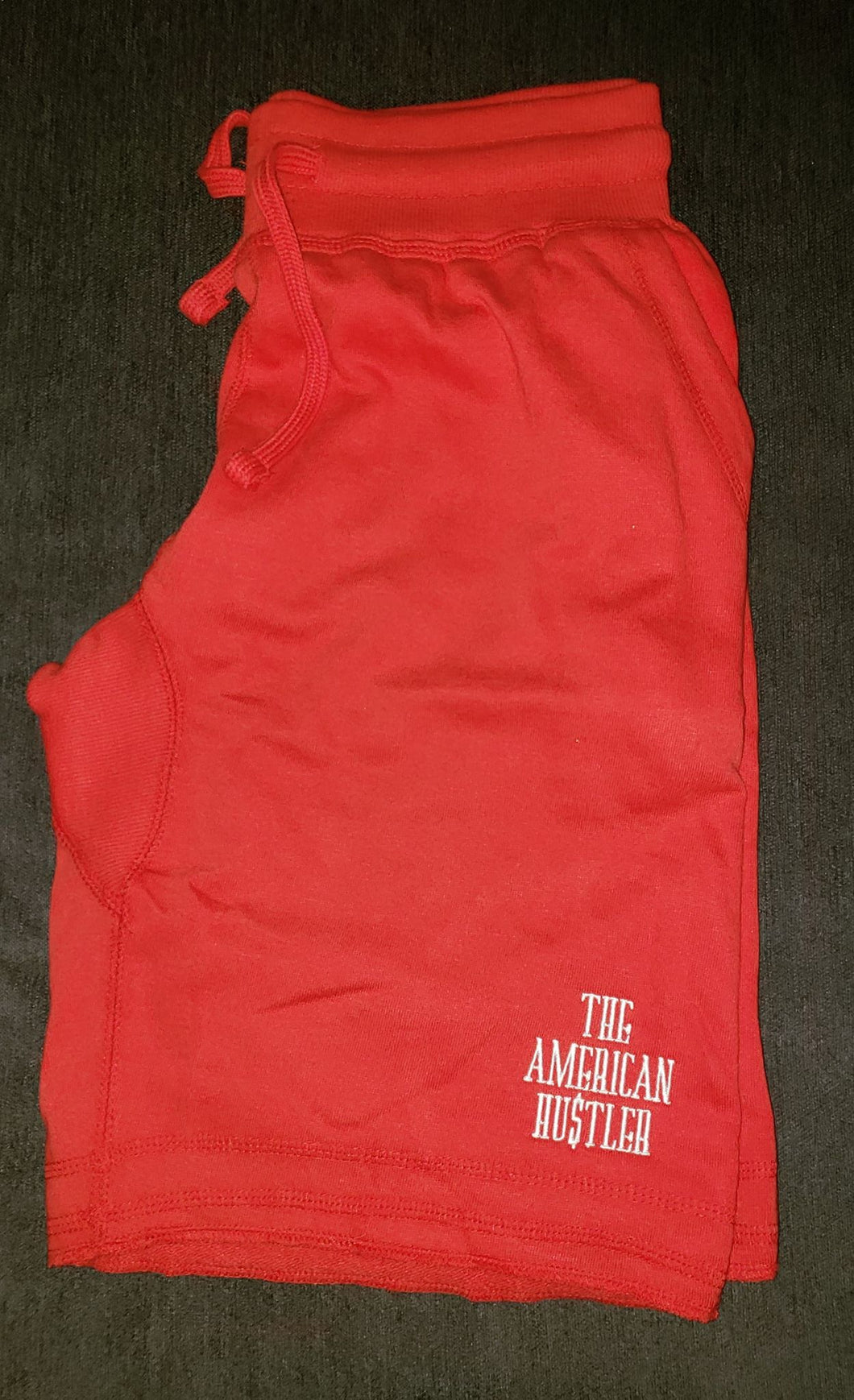 The American Hu$tler Embroidered Signature Men Shorts - Red