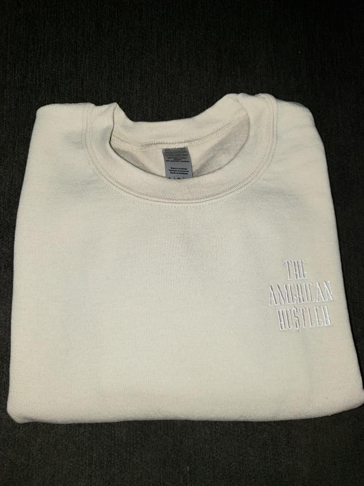 The American Hu$tler Embroidered Signature Crewneck Sweatshirt - Oatmeal