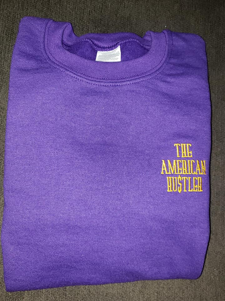 The American Hu$tler Embroidered Signature Crewneck Sweatshirt - Purple