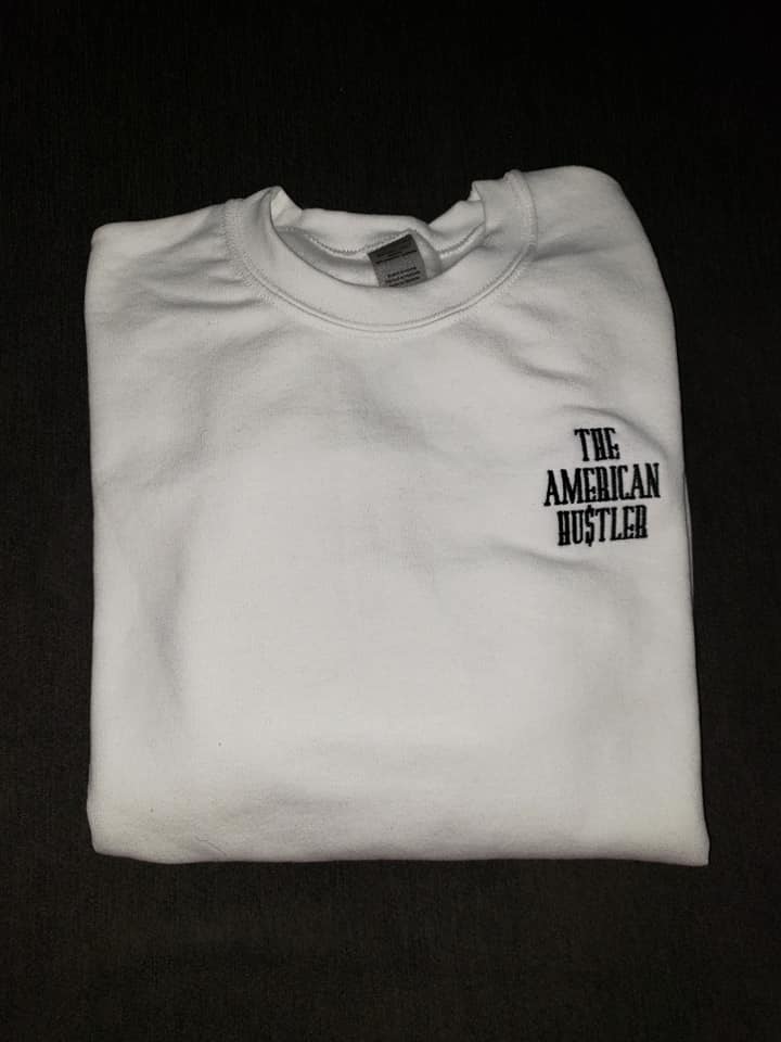 The American Hu$tler Embroidered Signature Crewneck Sweatshirt - White