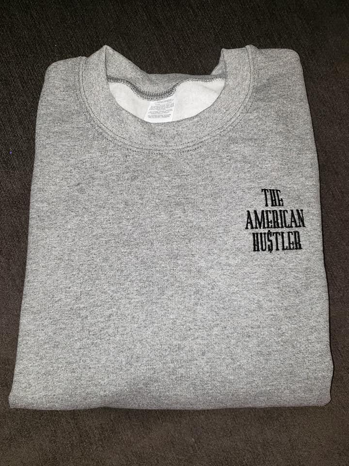 The American Hu$tler Embroidered Signature Crewneck Sweatshirt - Sport Grey