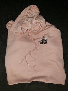 The American Hu$tler Embroidered Signature Crop Top Hoodie - Blush