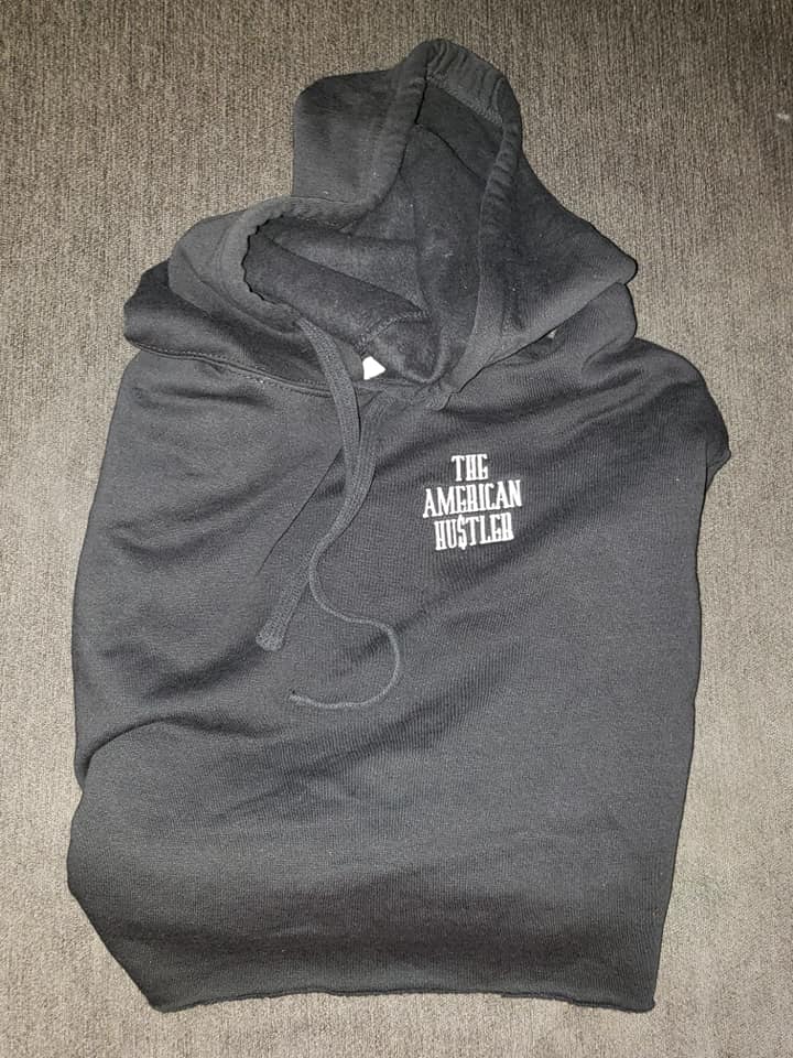 The American Hu$tler Embroidered Signature Crop Top Hoodie - Black