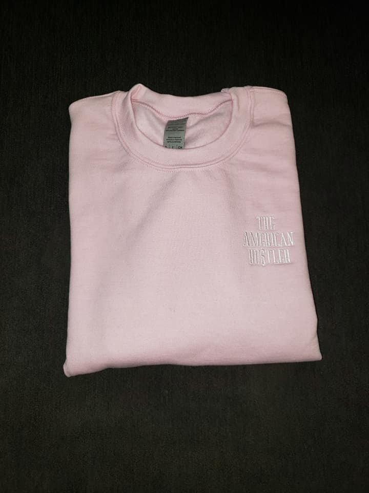 The American Hu$tler Embroidered Signature Crewneck Sweatshirt - Pink