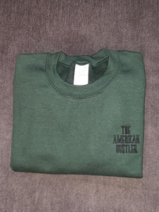 The American Hu$tler Embroidered Signature Crewneck Sweatshirt - Dark Green
