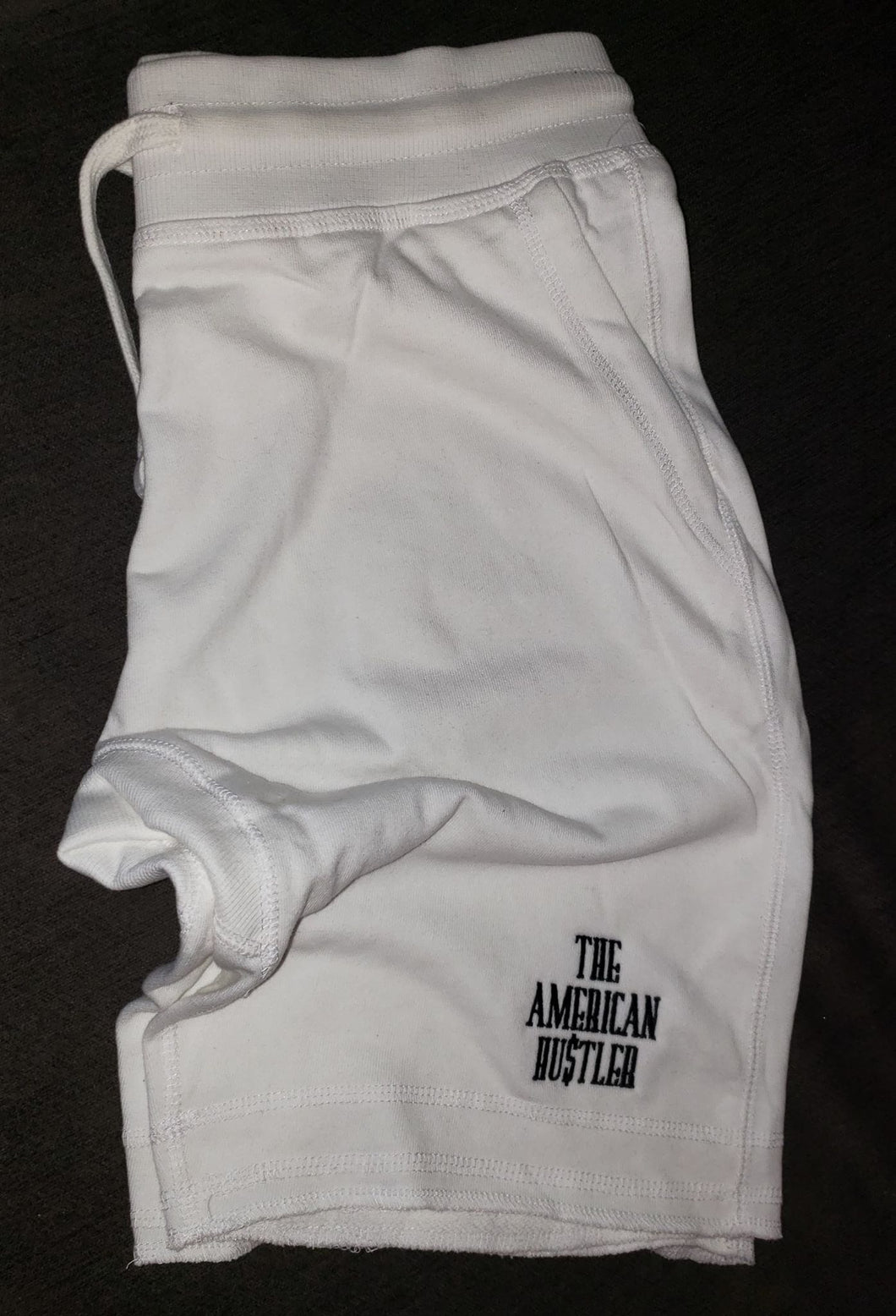 The American Hu$tler Embroidered Signature Men Shorts - White